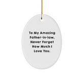 Unique Father-in-law Oval Ornament Gifts from Family, Inspirational Christmas Decorations for Men and Women - Image 1